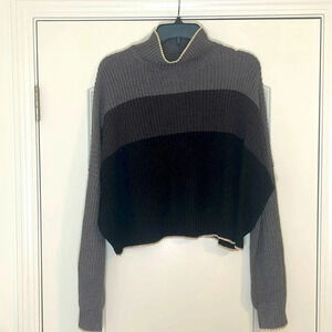 NWT Wonderly Cotton Blend Striped Oversize Crop Sweater Size Large NWT